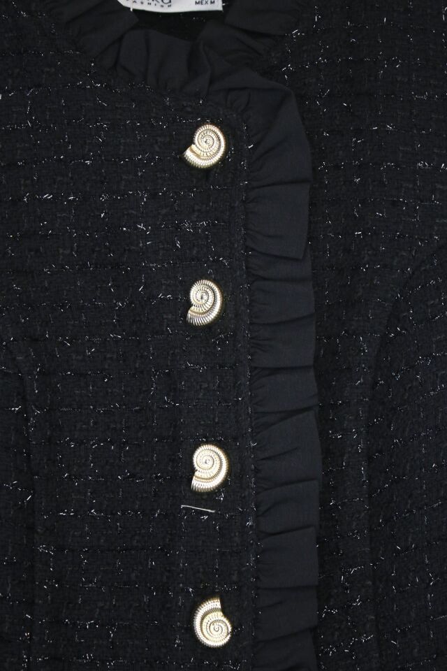 SİYAH GOLD DÜĞMELİ TÜVİT CEKET