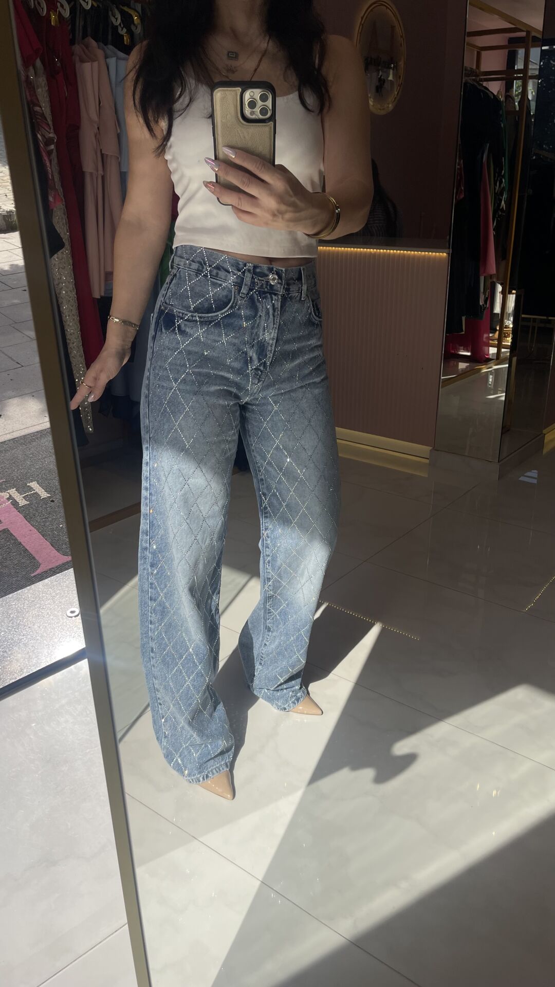 TAŞLI  LOOSE  FİT KOT PANTOLON