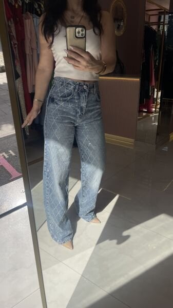 TAŞLI  LOOSE  FİT KOT PANTOLON